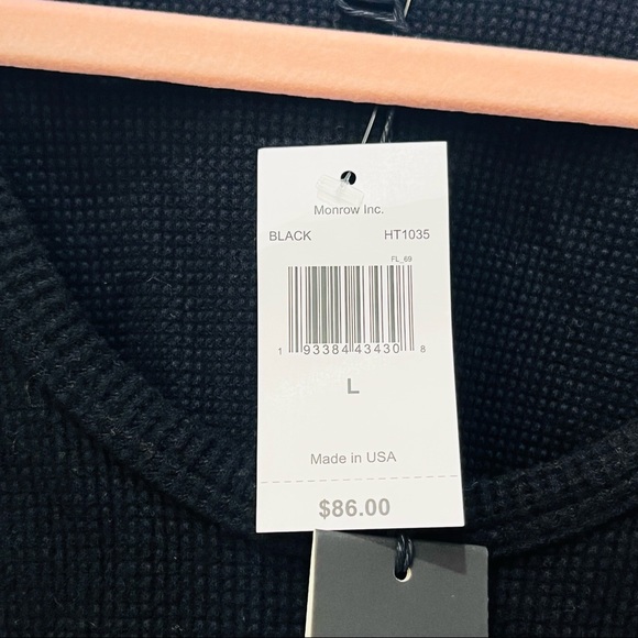 NWT Monrow - Brushed Thermal Cropped Scoop Tank black sz Large - Picture 9 of 9